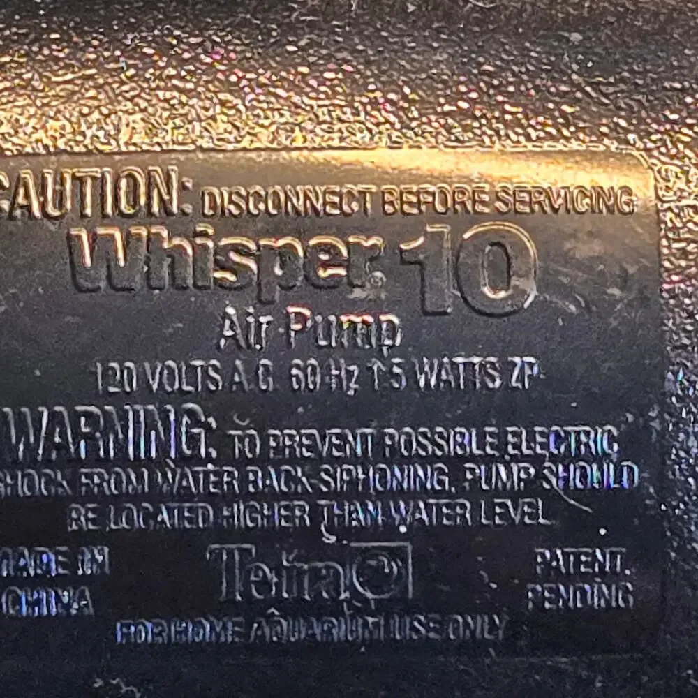 Tetra Whisper 10 Air Pump with 18' of Airline Tubing for 10 Gallon Fish Tank